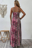 Abstract Print Adjustable Spaghetti Strap Maxi Dress