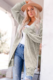 Gray Textured Knit Pocketed Duster Cardigan