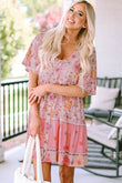 Hibiscus Floral Print Ruffle Mini Dress