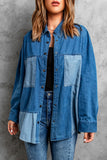 Color Block Buttoned Denim Jacket