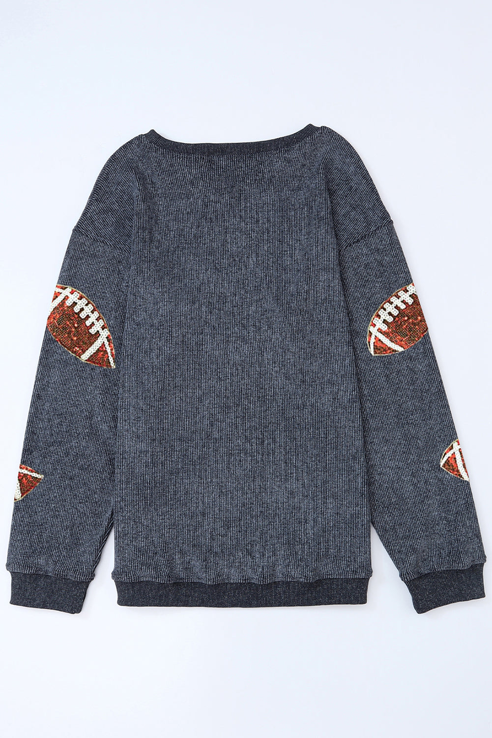 Black Sequined Rugby Graphic Open Back Sweatshirt