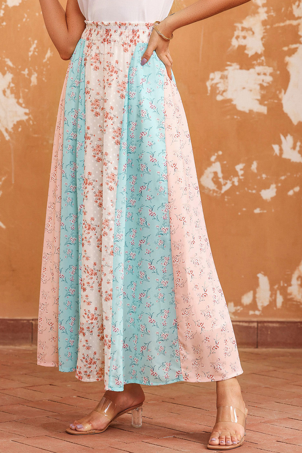 Multi Floral Print Maxi Skirt