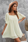 Square Neck Puff Sleeve Babydoll Mini Dress