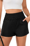 Elastic High Waist Side Pockets Shorts