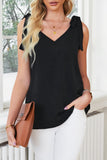 Tie On Shoulder V Neck Tank Top