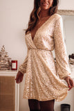 Wrapped V-neck Sequin Dress