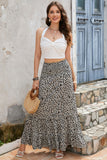 Embellished High Waist Frill Tiered Maxi Skirt