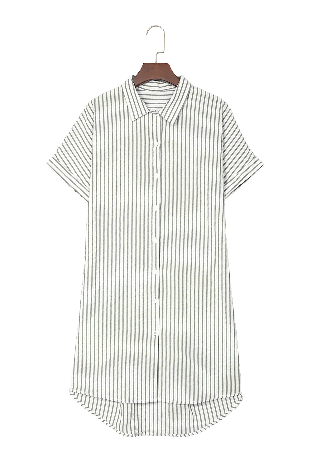 Short Sleeves Striped Shirt Dress