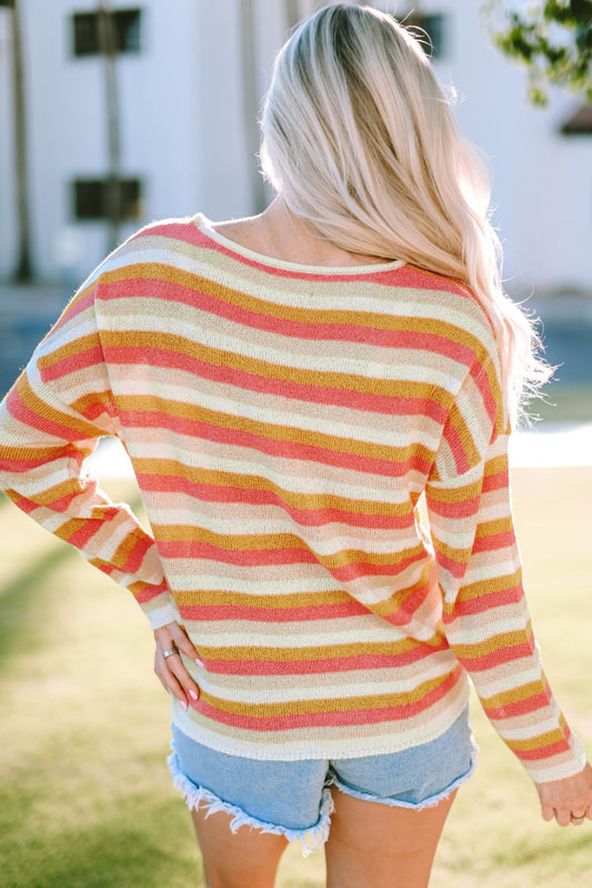 Stripe Long Sleeve Knitted Sweater