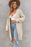 Open Front Cable Sleeve Long Cardigan