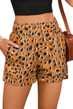 Leopard Print Ruffle Elastic Waist Shorts