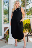 Plus Size Wide Sleeveless Shoulder Straps Maxi Dress