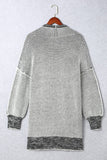 Cardigan gris à poches en tricot texturé