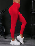 Legging de sport côtelé sans couture rouge uni