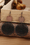 Hollow Out Wooden Round Drop Earrings