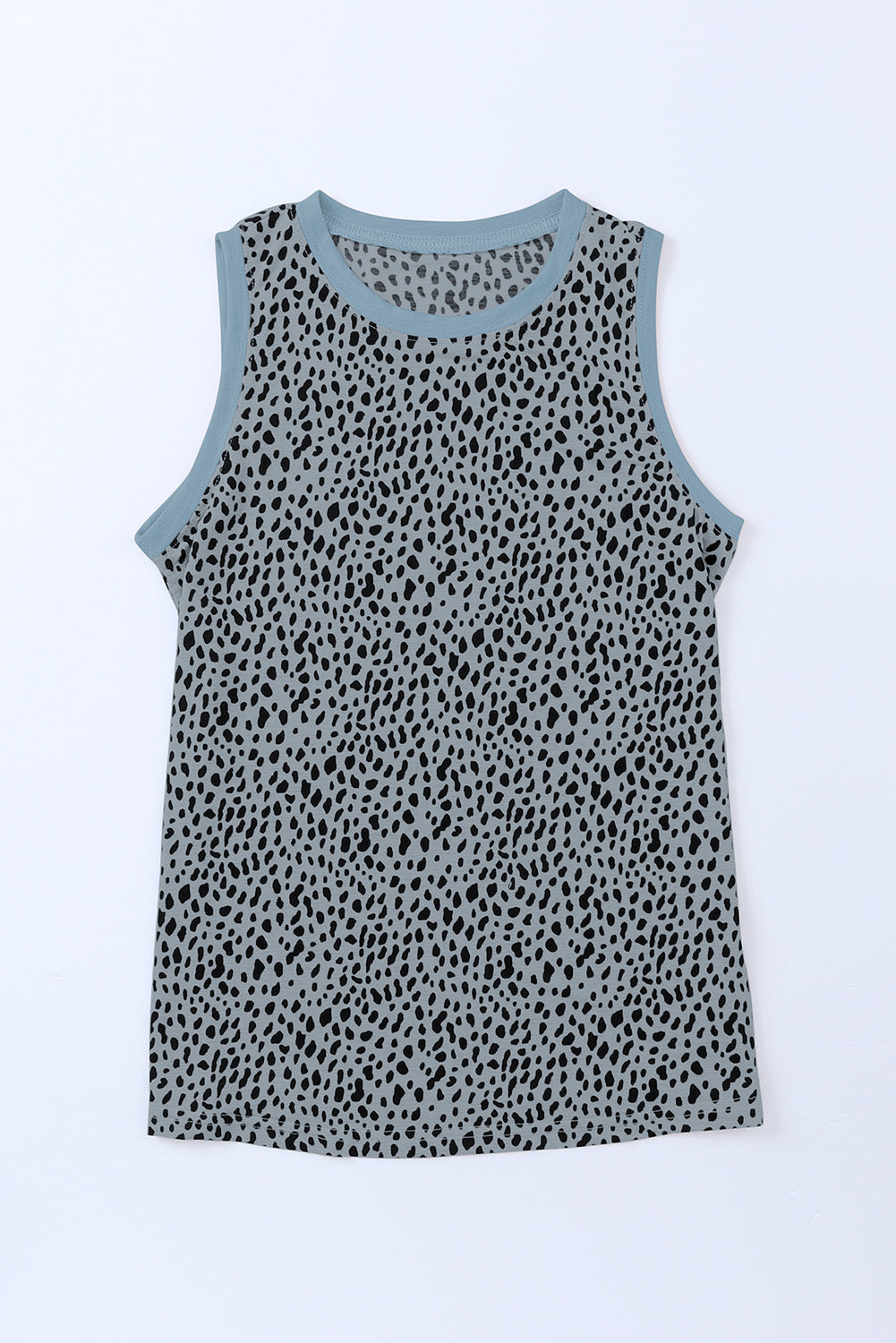 Red Leopard Print Round Neck Tank Top