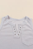 Notched Neck Eyelet Thermal Knit Tank