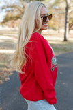 Red Merry Christmas Crewneck Drop Shoulder Loose Sweatshirt