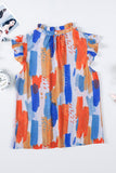 Printed Ruffle Flutter Sleeve Tank Top