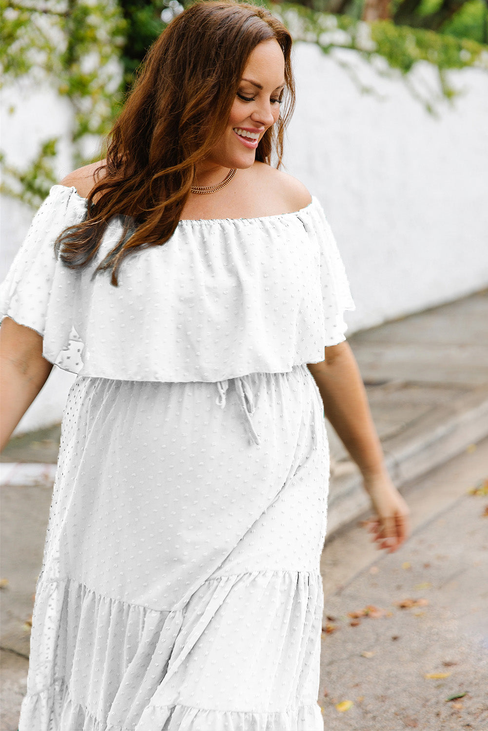 Swiss Dot Plus Size Ruffle Tiered Maxi Dress