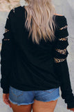 Leopard PUMPKIN SEASON Graphic Ripped Sleeve Sweatshirt