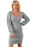 V Neck Bodycon Sweater Dress