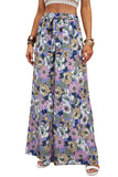 Bohemian Floral Pattern High Waist Flared Pants