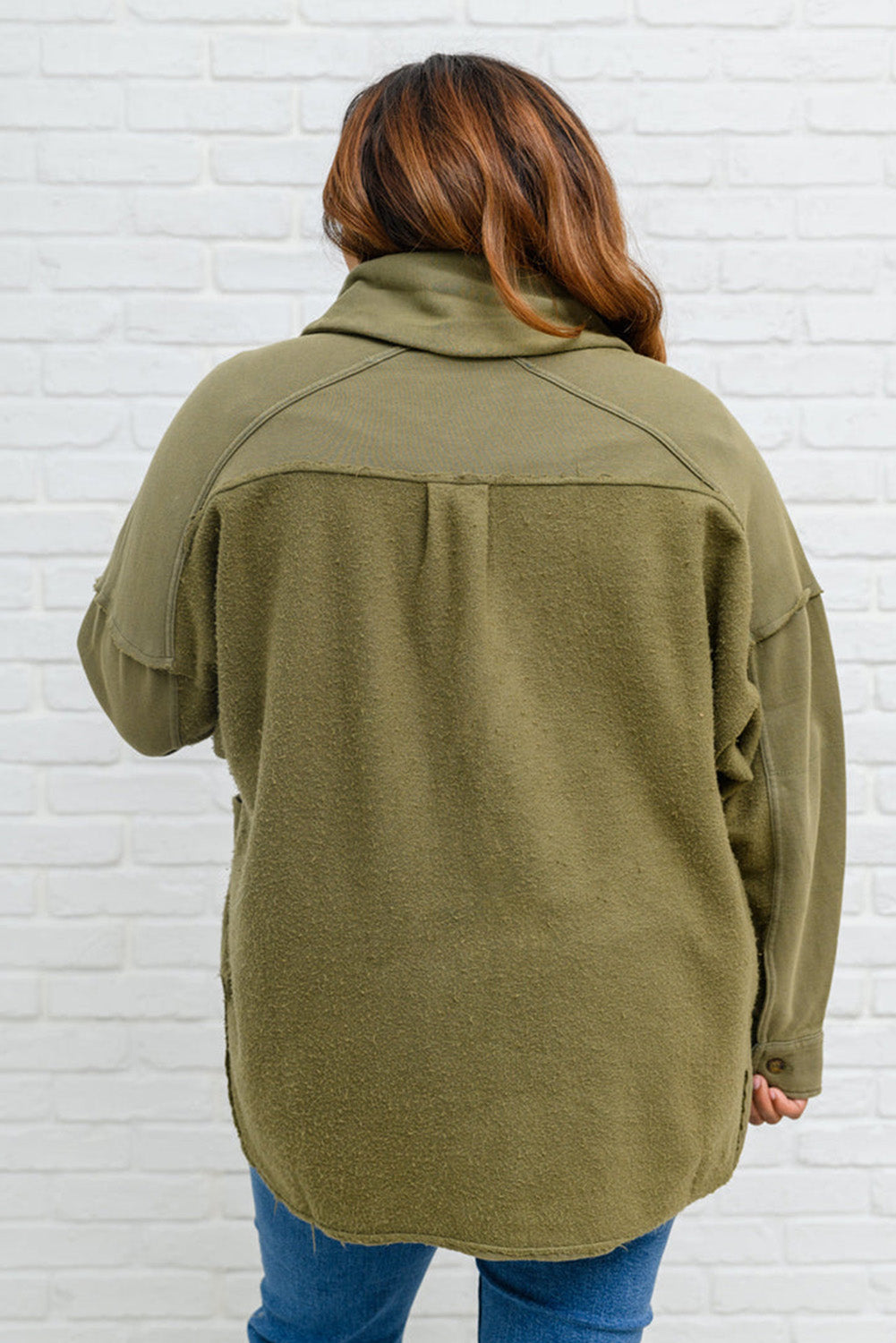 Veste à capuche en tissu éponge à coutures apparentes de grande taille vert