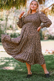 Plus Size Leopard Print Smocked Tiered Dress