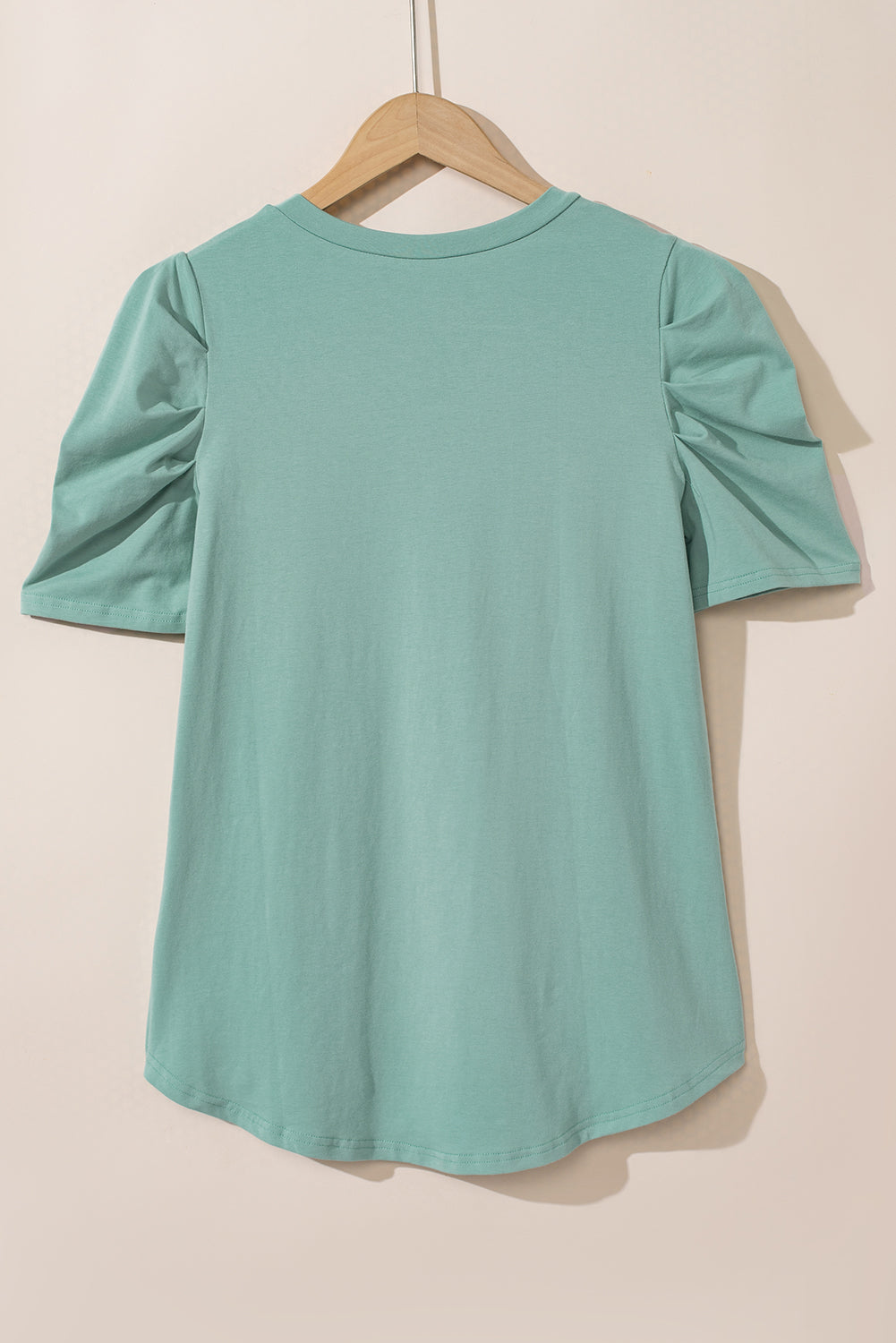 Black Puff Sleeve V-Neck T-Shirt