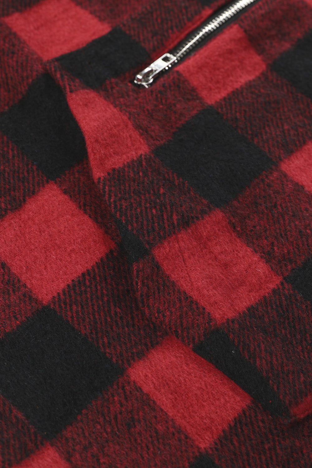 Buffalo Plaid Zipped Front Pocketed Hoodie