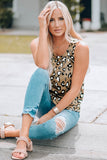 Leopard Print Crew Neck Tank Top