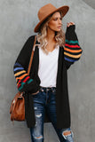 Striped Balloon Sleeve Cardigan