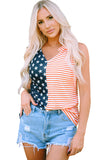 American Flag Color Block Knotted Straps Tank Top