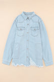 Flap Pocket Buttoned Raw Hem Denim Jacket