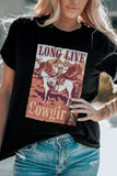 T-shirt noir à imprimé graphique LONG LIVE Cowgirls