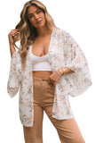 Floral Print Ruffled Long Sleeves Kimono