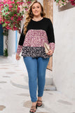 Floral Pattern Color Block Plus Size Pullover Top