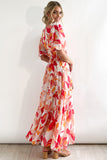 Short Puff Sleeve Floral Tiered Maxi Dress