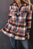 Plaid Button Down Ruffled Shirt Jacket