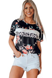 Leopard Striped Floral T Shirt