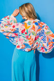 Vibrant Floral Printed Billowy Sleeve Shirt