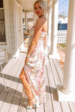 Crisscross Backless Long Floral Dress