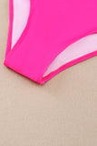 Color Block Cut out Halter Neck Backless One-piece Swimwear