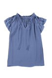 Tiered Ruffled Drawstring V Neck Top