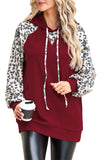 Leopard Contrast Fleece Brushed Hoodie