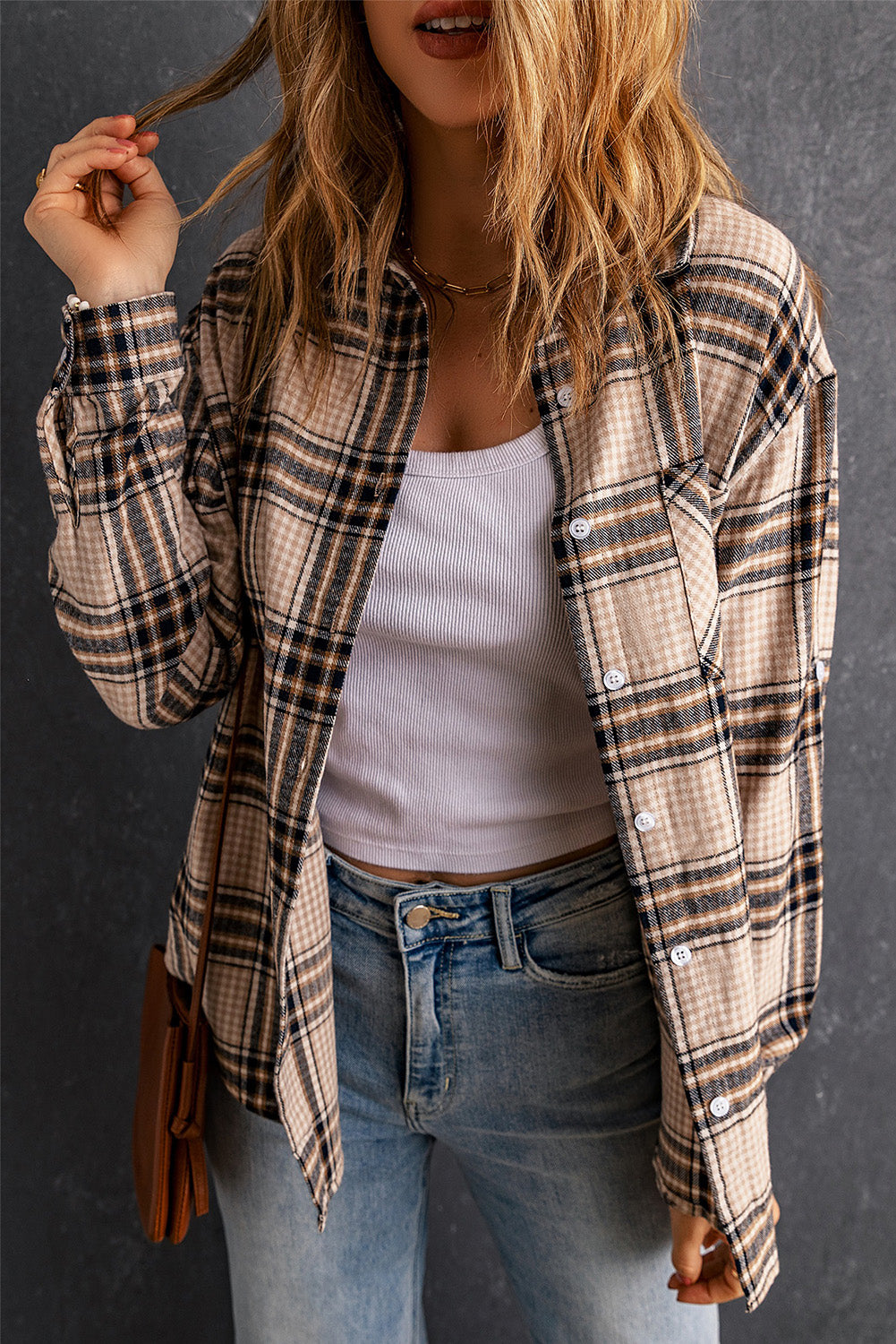 Chest Pocket Plaid Pattern Long Sleeve Shirt