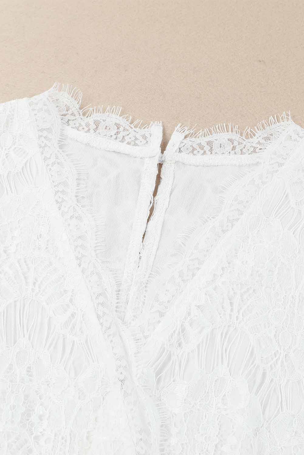 Lace V Neck Wrap Long Sleeve Bodysuit