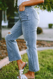 Sky Blue Distressed Ripped Flare Jeans