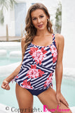 Pink Printed Lined Tankini Swimsuit